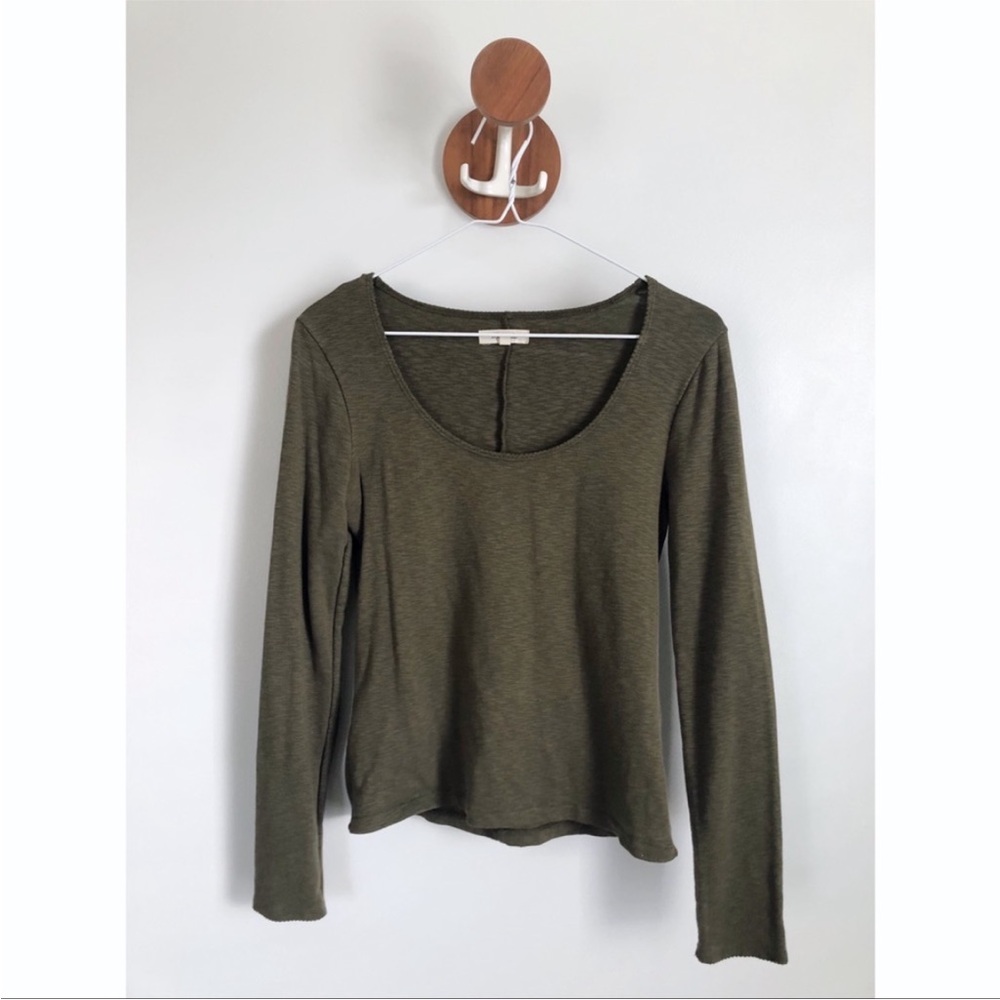 Madewell Wide Neck Olive Green Long Sleeve